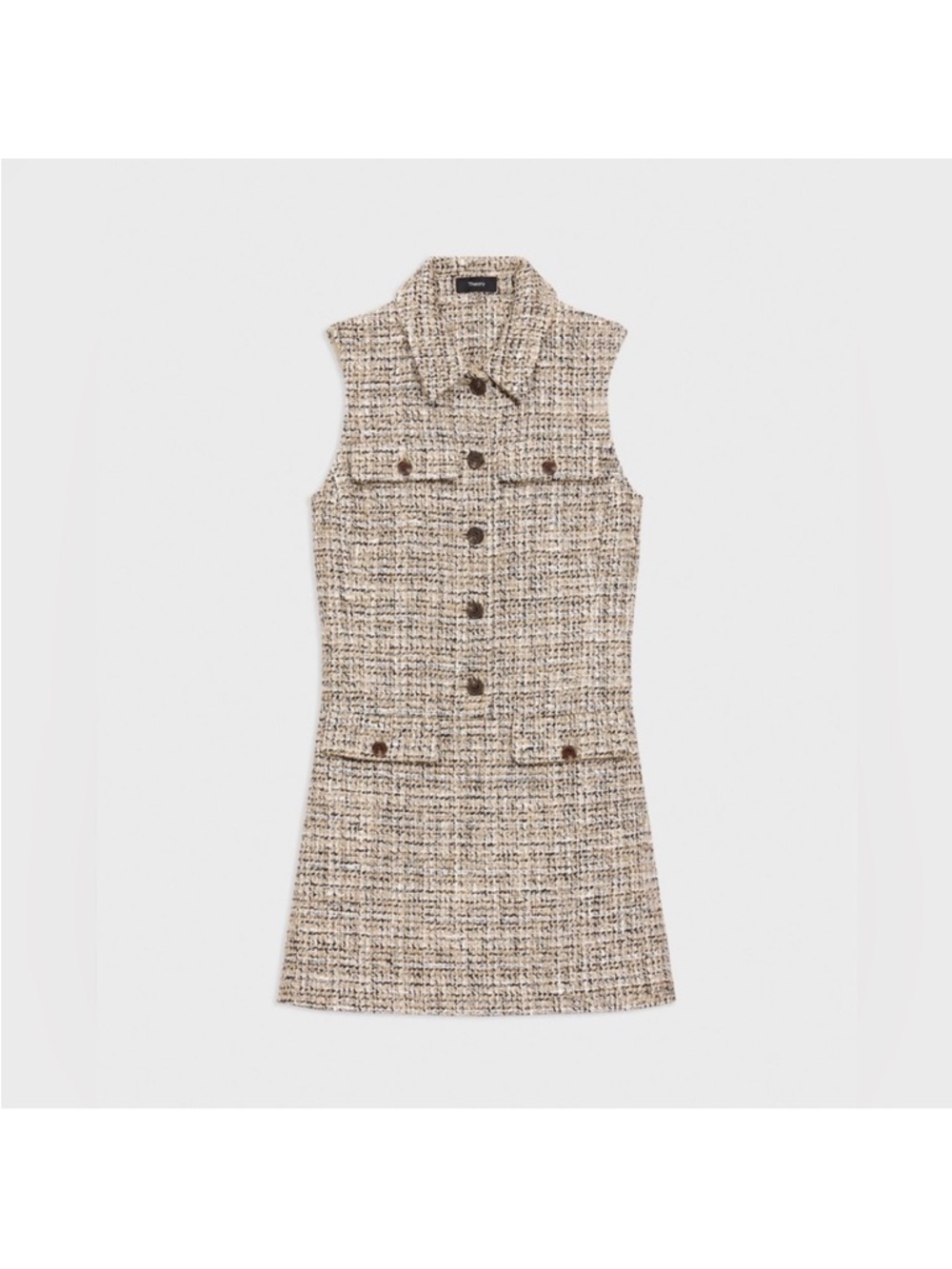 Theory Tweed Sleeveless Minidress in Wheat Multi